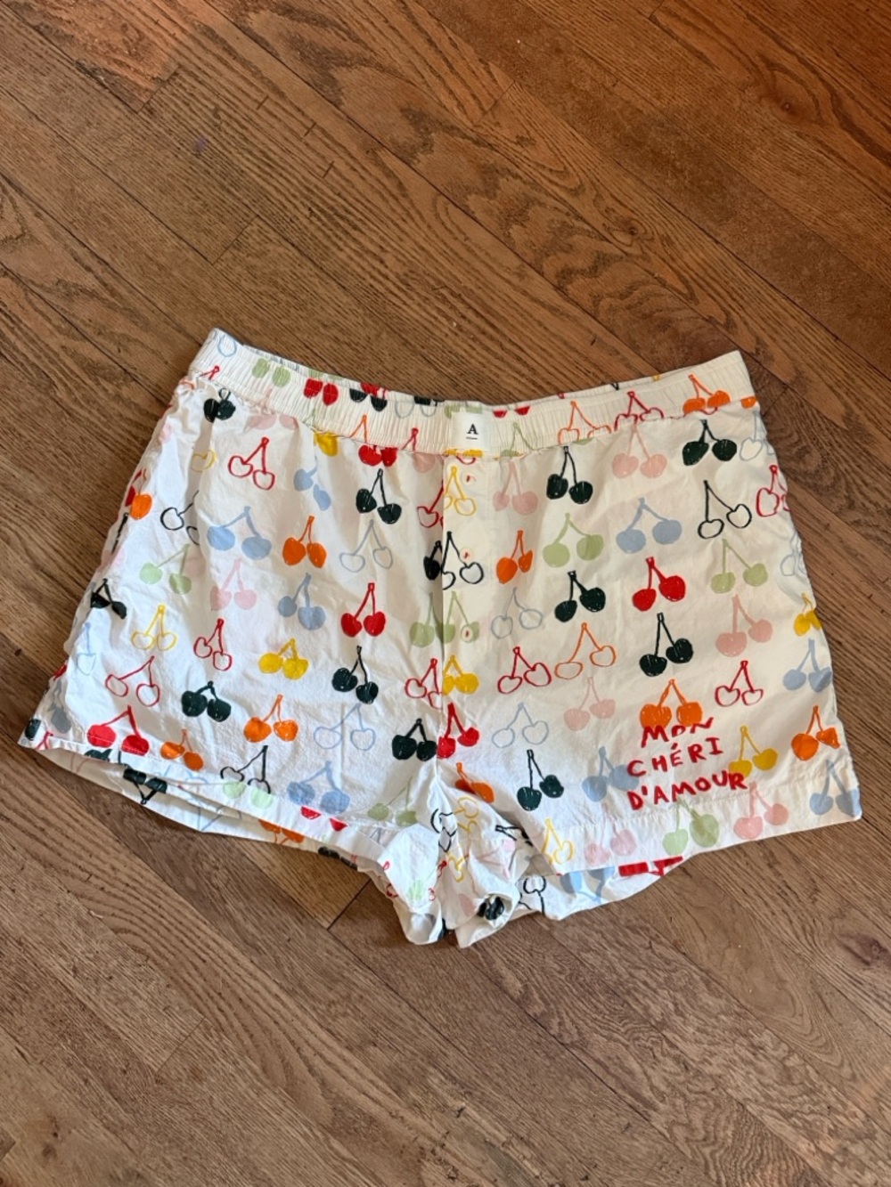 Anthropologie White Cherry Print Boxer Shorts - Multicolor Sz XL